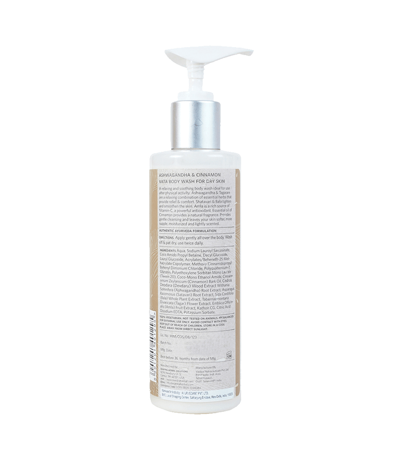 Ashwagandha and Cinnamon Vata Body Wash for Dry Skin